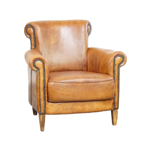 Comfortabele, Gezellige Armchair Gemaakt Van Schapenleer Met Een Correcte Afwerking Met Siernagel image 1