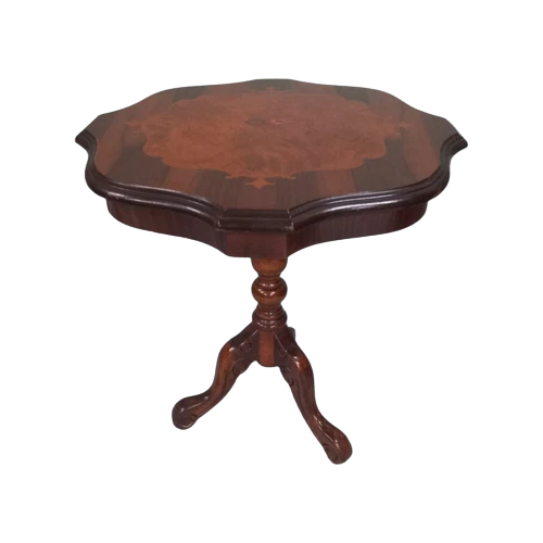 Vintage Italiaanse Notenhout Wijntafeltje Bijzet- Plantentafel Met Inlay image 1