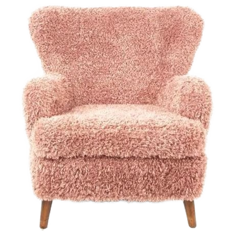 Vintage Fauteuil Nieuw Gestoffeerd Roze Doodle image 1