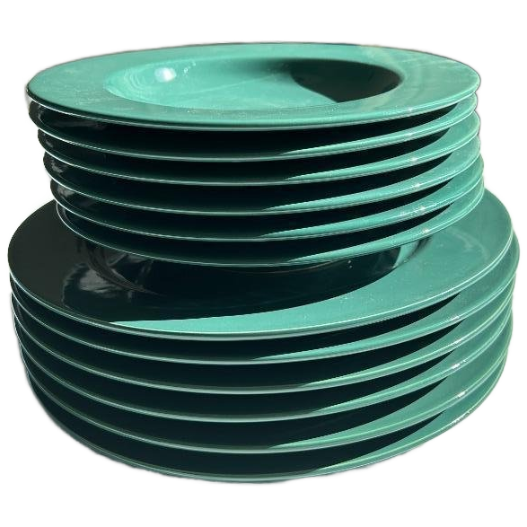 6x Diep Bord 6x Dinerbord Vintage Donkergroen image 1