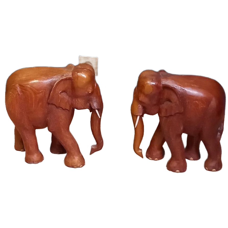 2x Antieke Houten Olifant P/st. image 1