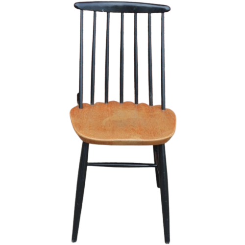 Spijlenstoel Retro Zwart En Houtkleur image 1