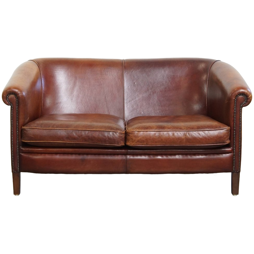 Comfortabele En Luxe 2 Zits Clubbank Gemaakt Van Schapenleer image 1
