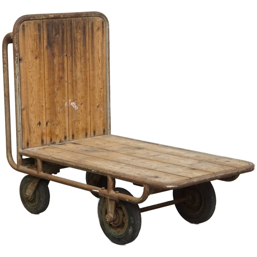 Oude, Zware En Zeer Decoratieve Industriële Transport Kar image 1