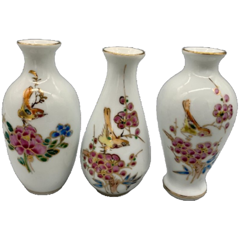 Set Vaasjes China Birds And Flowers image 1