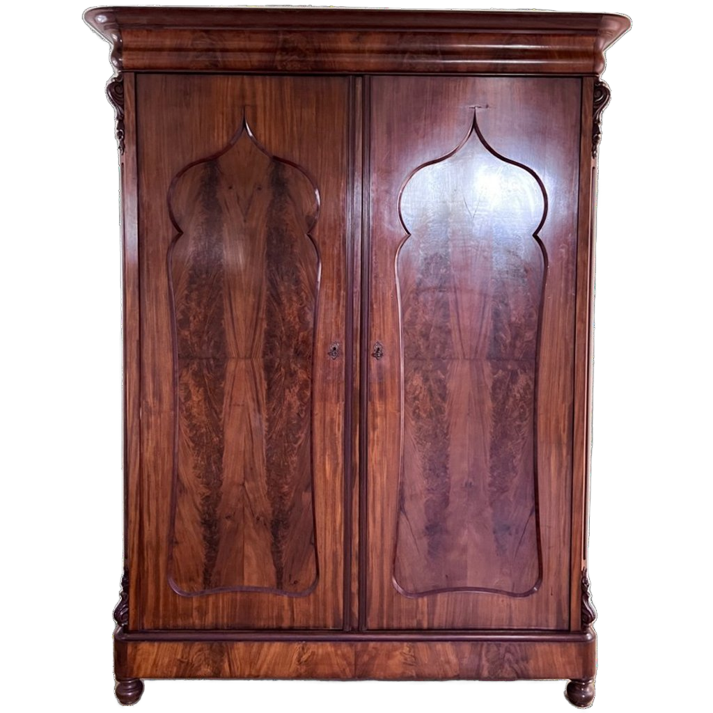 Demontabele Antiek Mahonie Hang/ Leg Kledingkast Met Binnenlades, 175 Cm Breedste Punt image 1