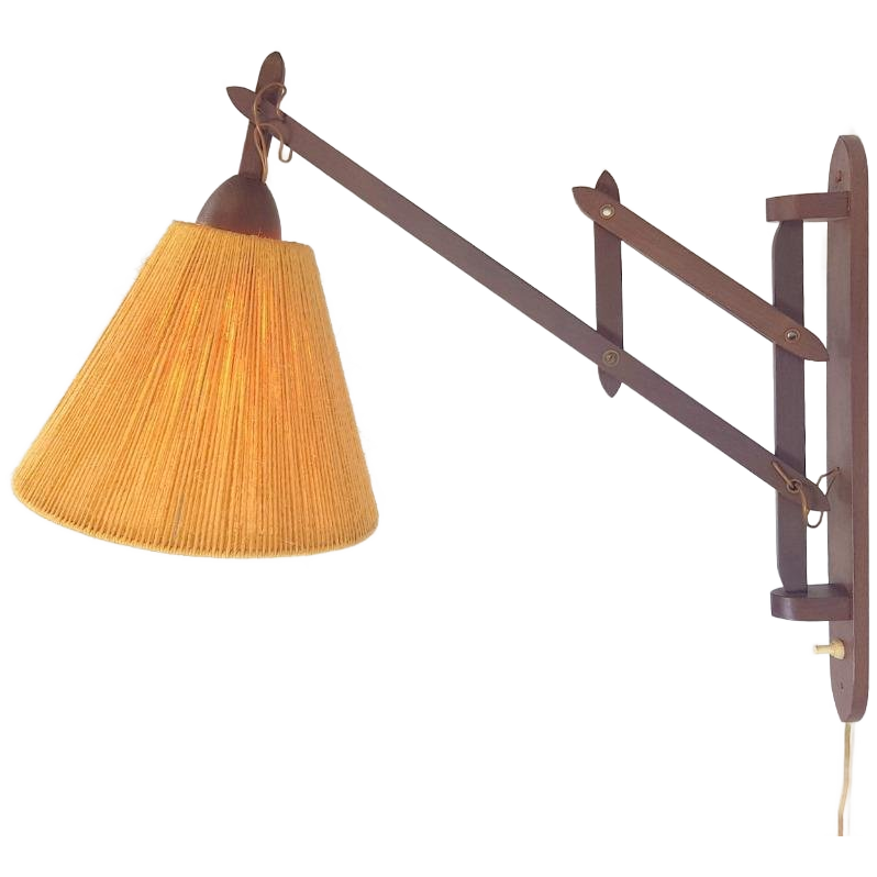 Vintage Fog & Mørup Teak Wandlamp Schaarlamp Rope 60 Denmark image 1