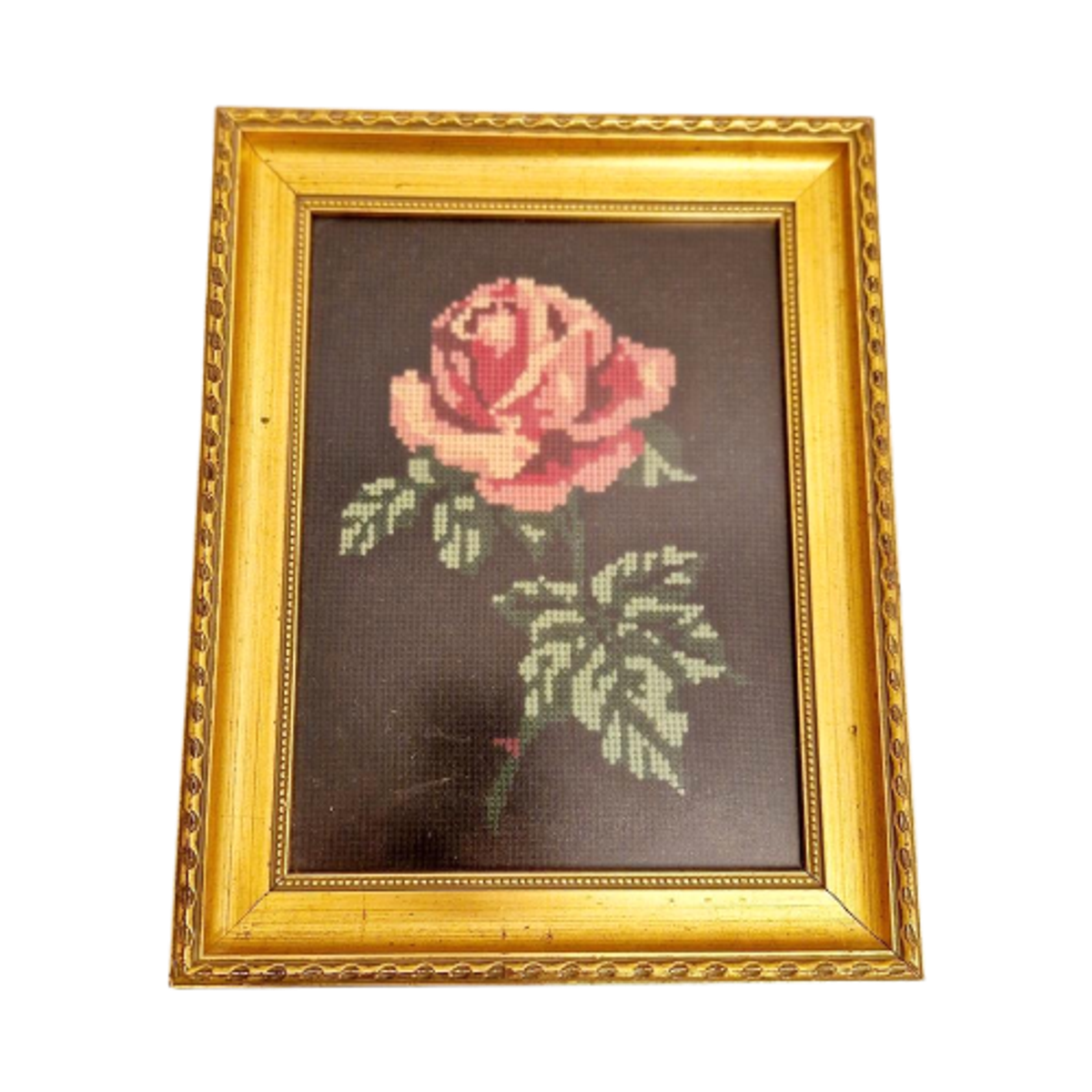 Vintage Schilderij Geborduurd Rozen Borduursel image 1
