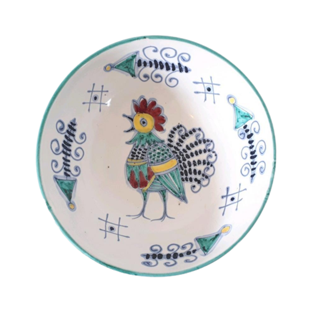 Vintage Schaal Keramiek Italy Met Haan Salade Schaal image 1