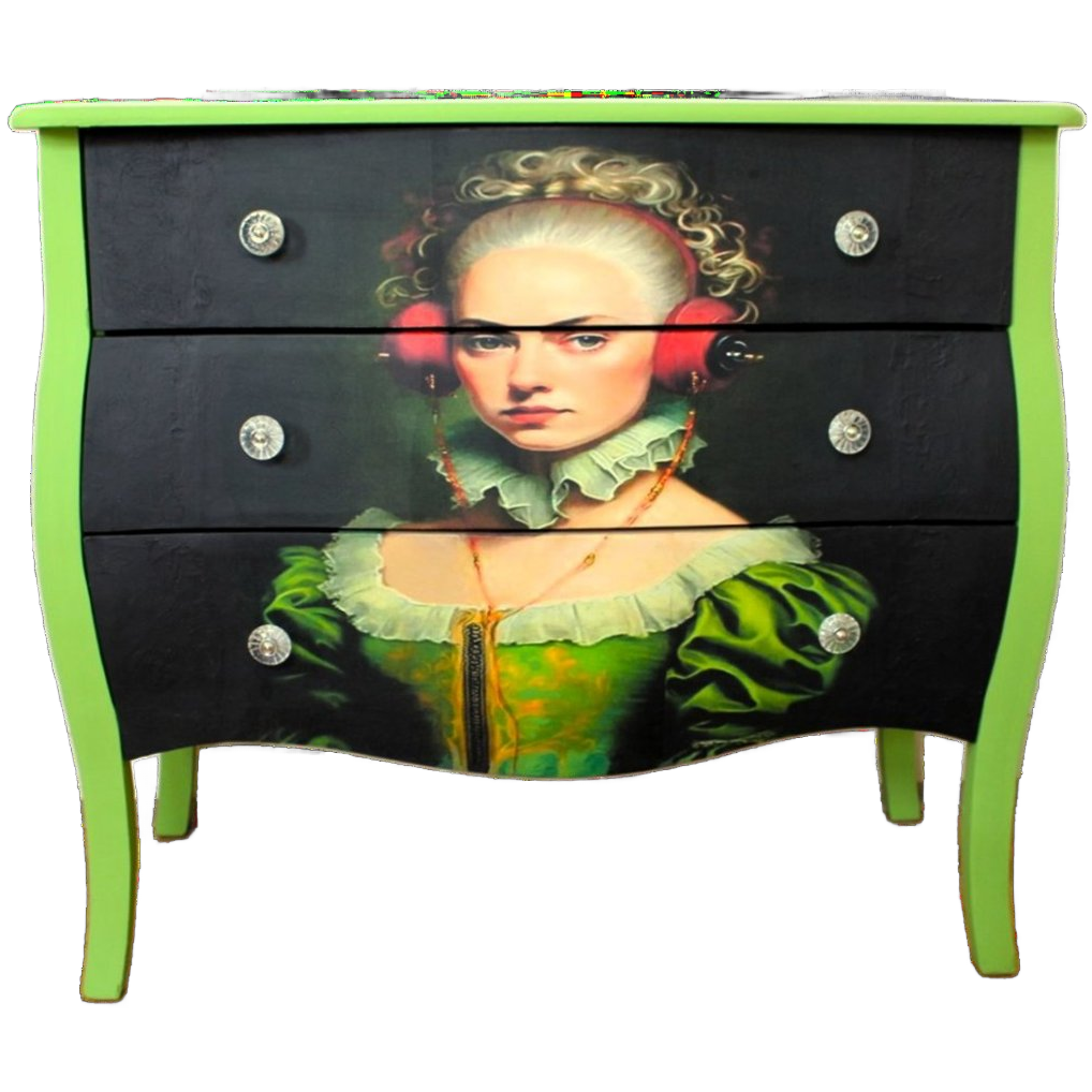 Groene Ladekast “vrouw Met Koptelefoon” - Eclectisch image 1