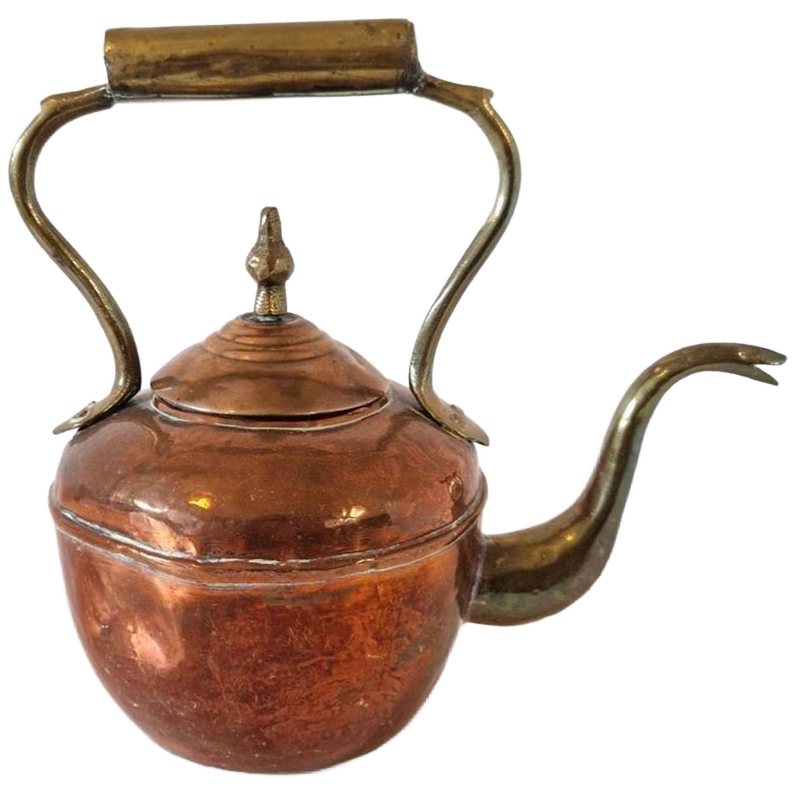 Antieke Ketel Rood En Geel Koper image 1