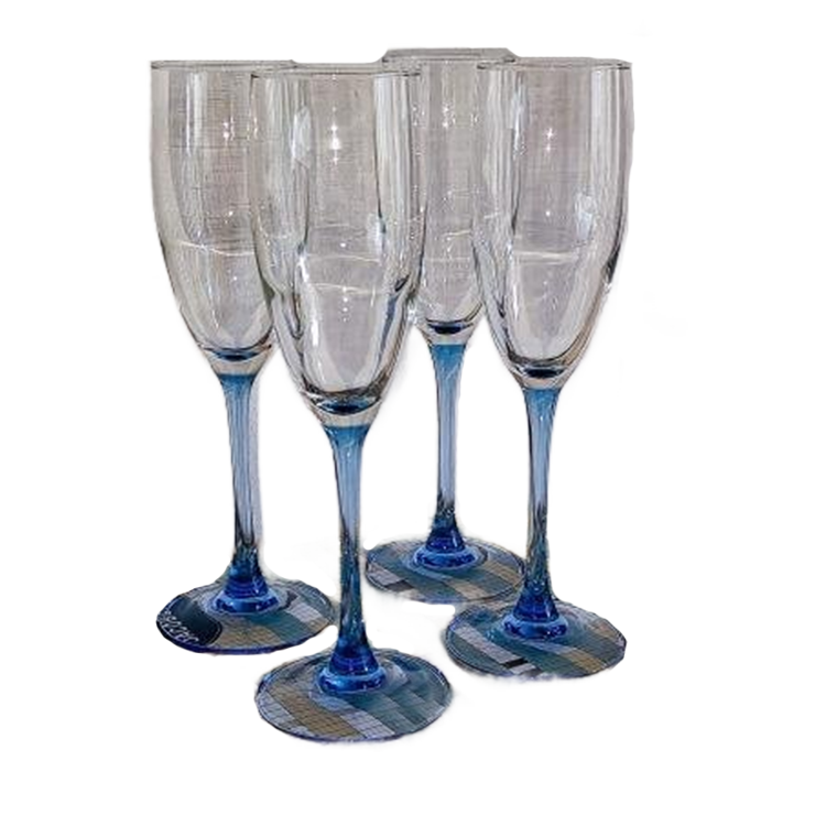 4x Champagneglazen Luminarc France Lichtblauwe Steel image 1