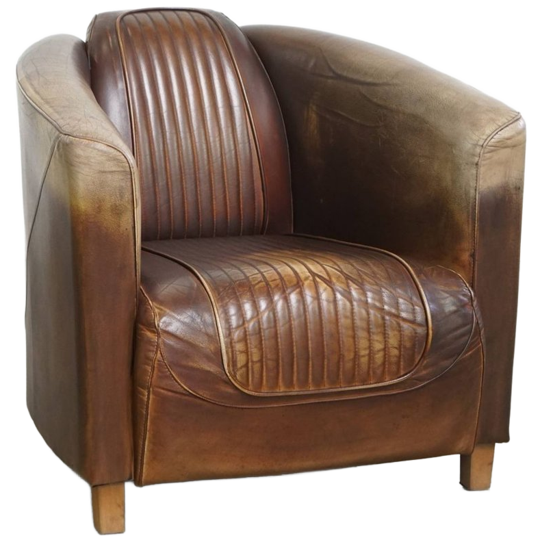 Unieke En Tijdloze, Exclusieve Rundleren Delta Chesterfield Aviator Fauteuil Met Een Mooie Kleure image 1