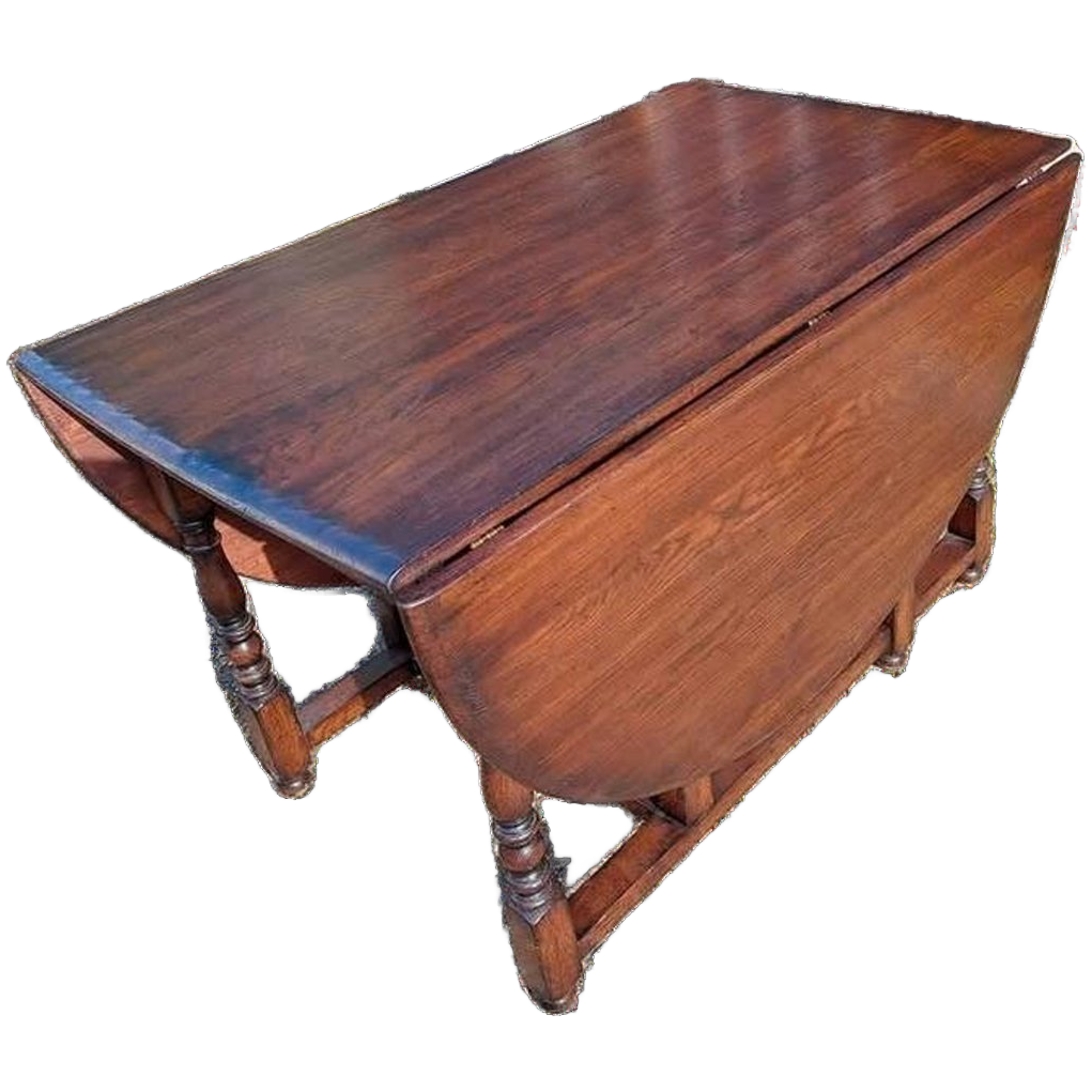 Prachtige Antieke Eiken Engelse Hangoortafel Afm. 70/188x121 image 1