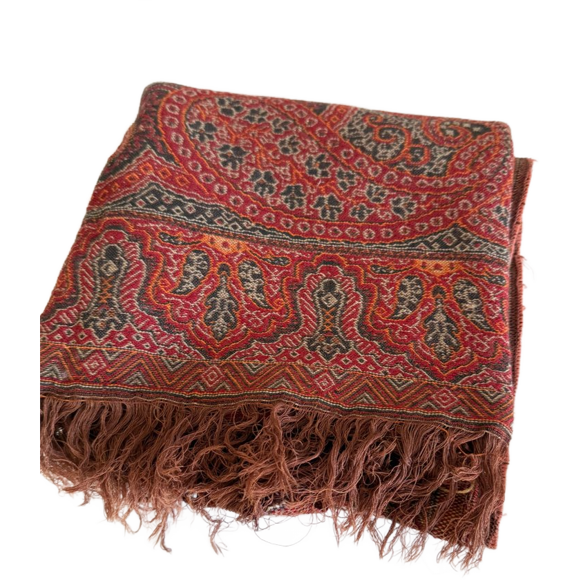 Vintage Antieke Rode Paisley Doek image 1