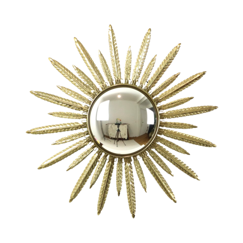 Mid Century Verkoperd Metalen Zonnespiegel Deknudt Convex 55Cm image 1