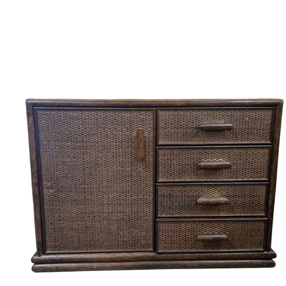 Vintage Dressoir Bamboe Kast Boho Wandkast Dressoirtje image 1
