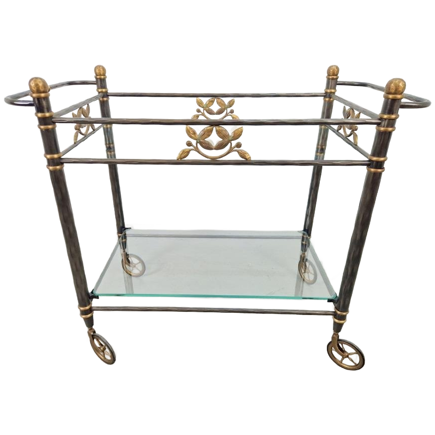 Vintage Regency Messing Metaal Bar Cart Drank Trolley Goud image 1