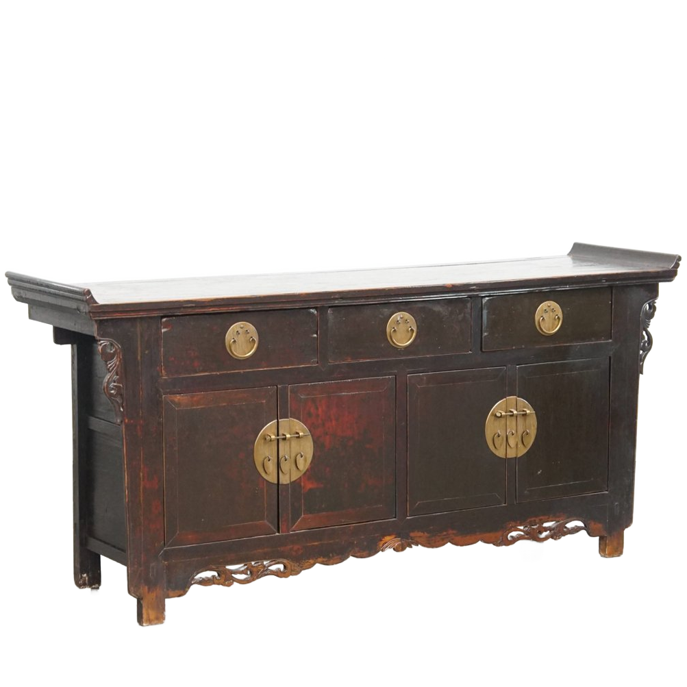 Antiek Houten Chinees Dressoir/ Altaar In Een Warme Donkere Kleur En Mooie Details image 1
