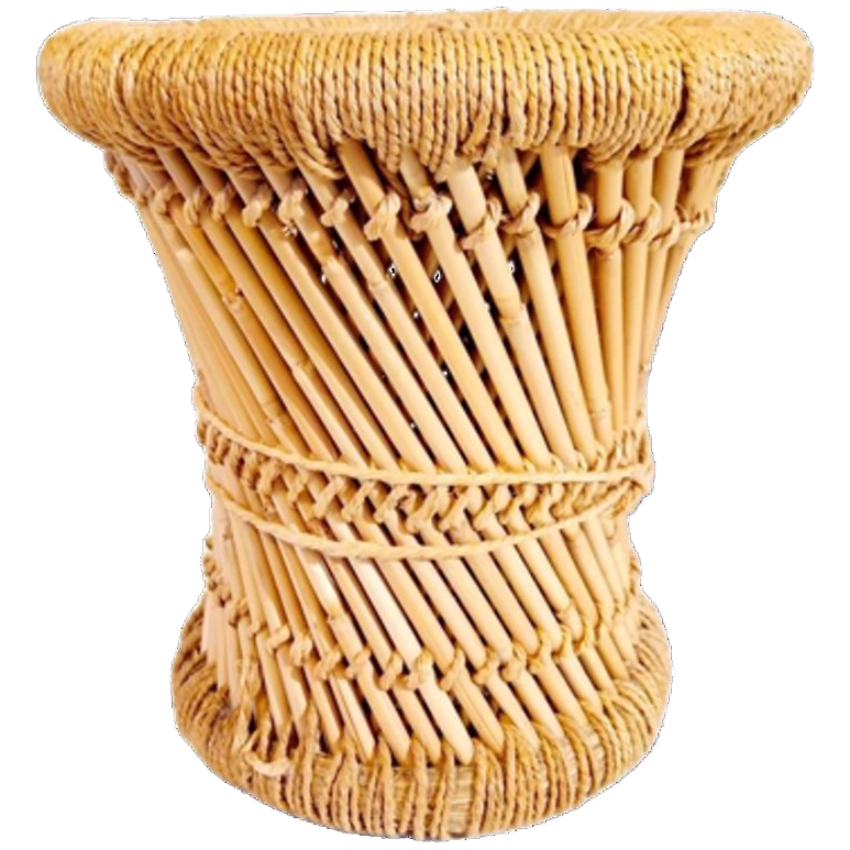 Vintage Bamboe Krukje Rotan Kruk Plantentafel Jaren 70 image 1