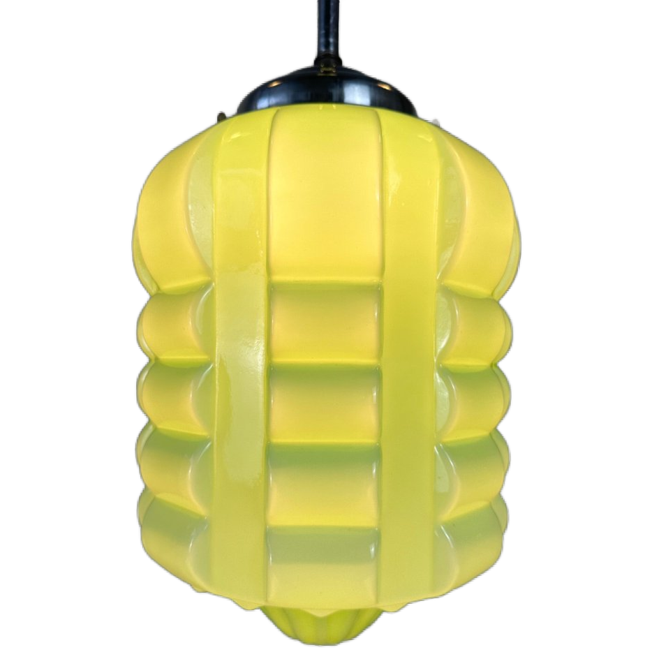 Art Deco Hanglamp ‘skyscraper’ – Opaline Groen image 1