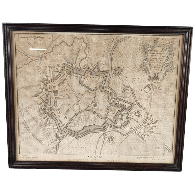 Antieke Kaart Van Menen Ca. 1745 image 1