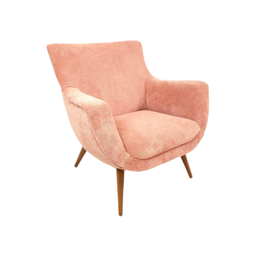 Bekijk Vintage Roze Fauteuil | Nieuw Gestoffeerd op Reliving