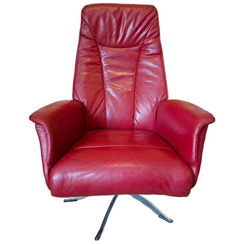 Rood Lederen Relexfauteuil image 1