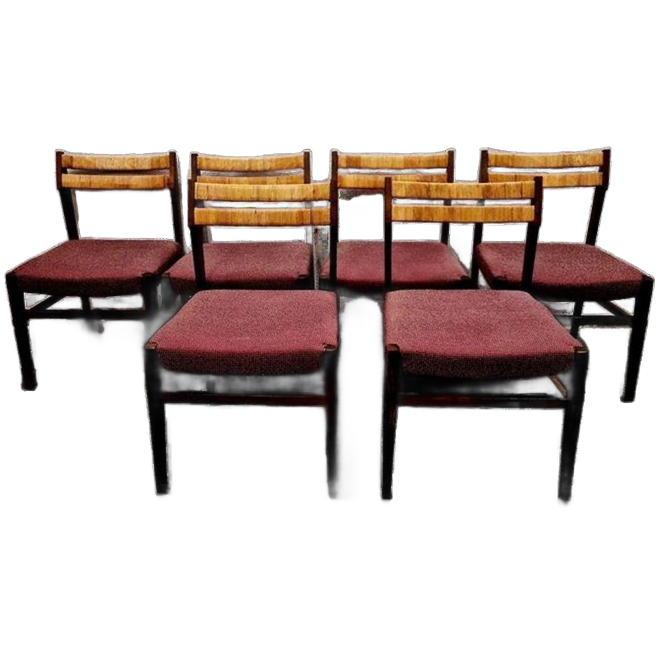 Set Van 6 Vintage Stoelen Eetkamerstoelen Jaren 60 Jaren 70 image 1