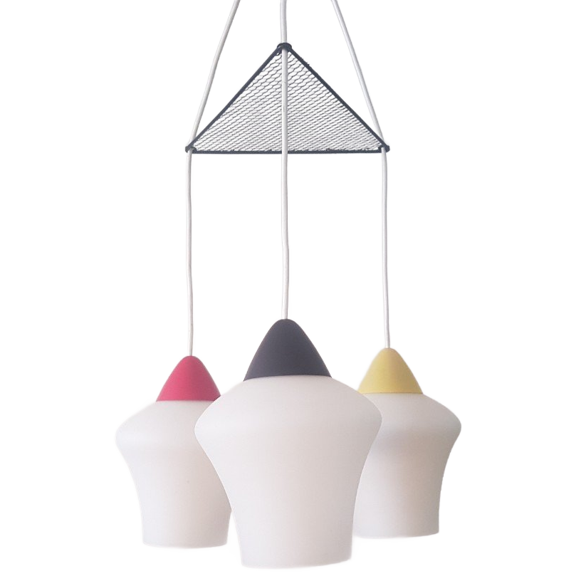 Vintage Jaren '50 Hanglamp In Opaline Glas image 1
