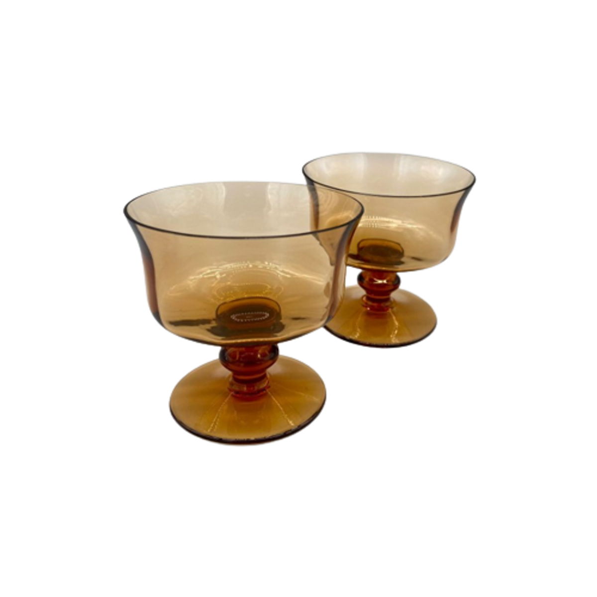 Set Coupe Glazen Amber Kristal 2 Stuks image 1