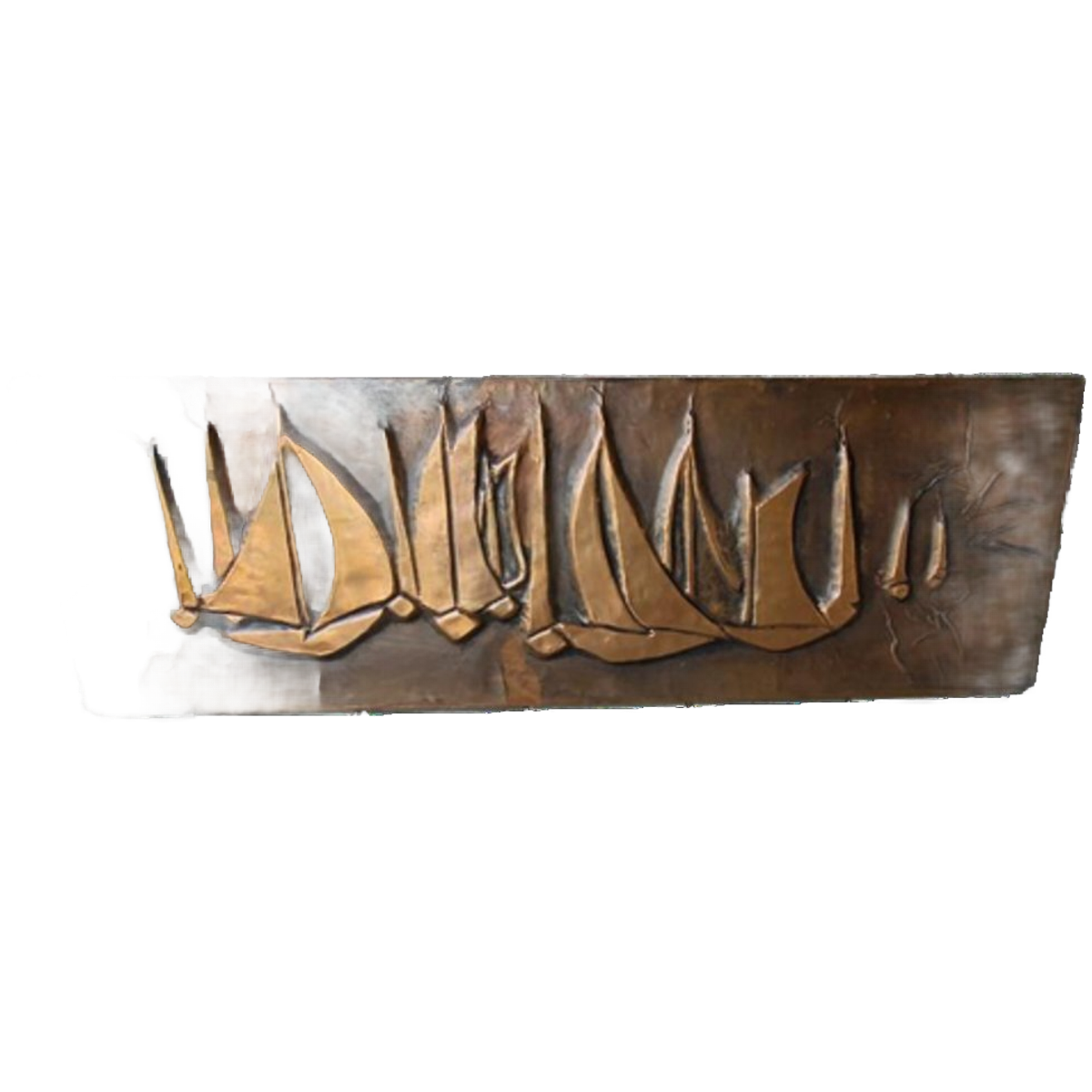 Maritiem Koper Kunst Vintage Schilderij Brutalistische Stijl image 1
