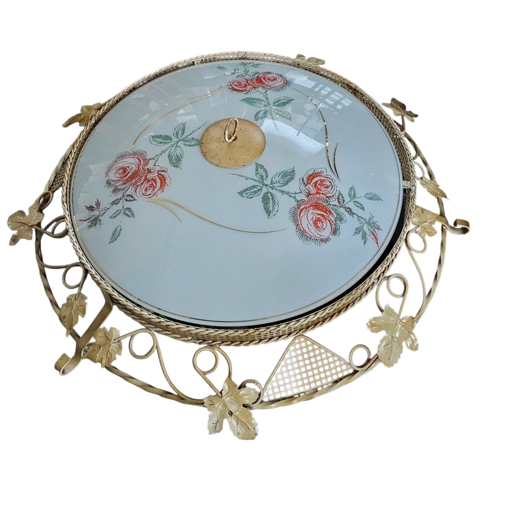 Large Floral Ceiling Lamp 1950s image 1