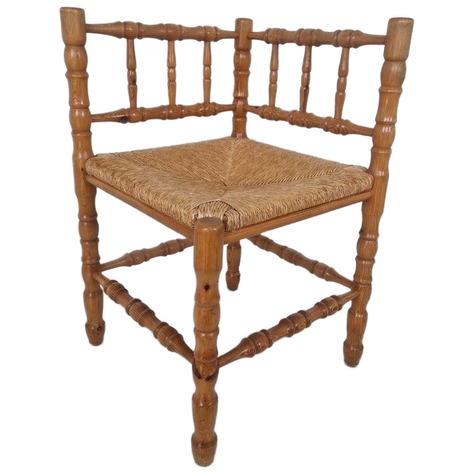 Vintage Bohemian Stijl Bamboe Hoekstoeltje Jaren 70. image 1