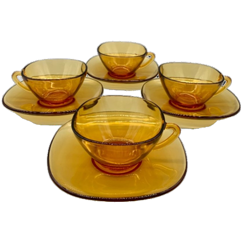 Set Nestle Kop En Schotel Amber Glas 8 Delig image 1