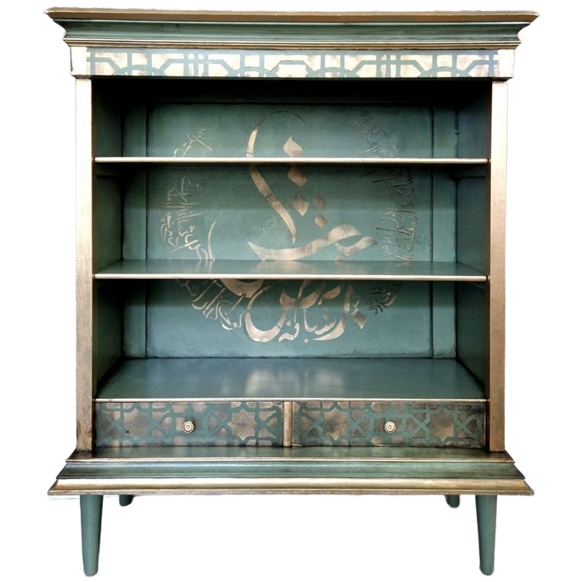 Vintage Look Kast In Groen En Goud image 1