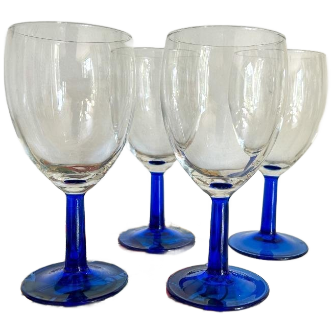 4x Vintage Luminarc Wijnglazen Donkerblauwe Steel image 1