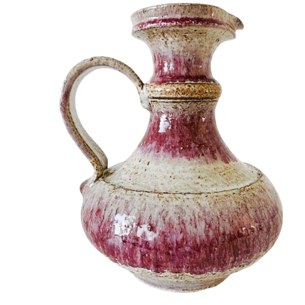 Vintage Kan Roze Wit Keramiek Fat Lava Stijl image 1