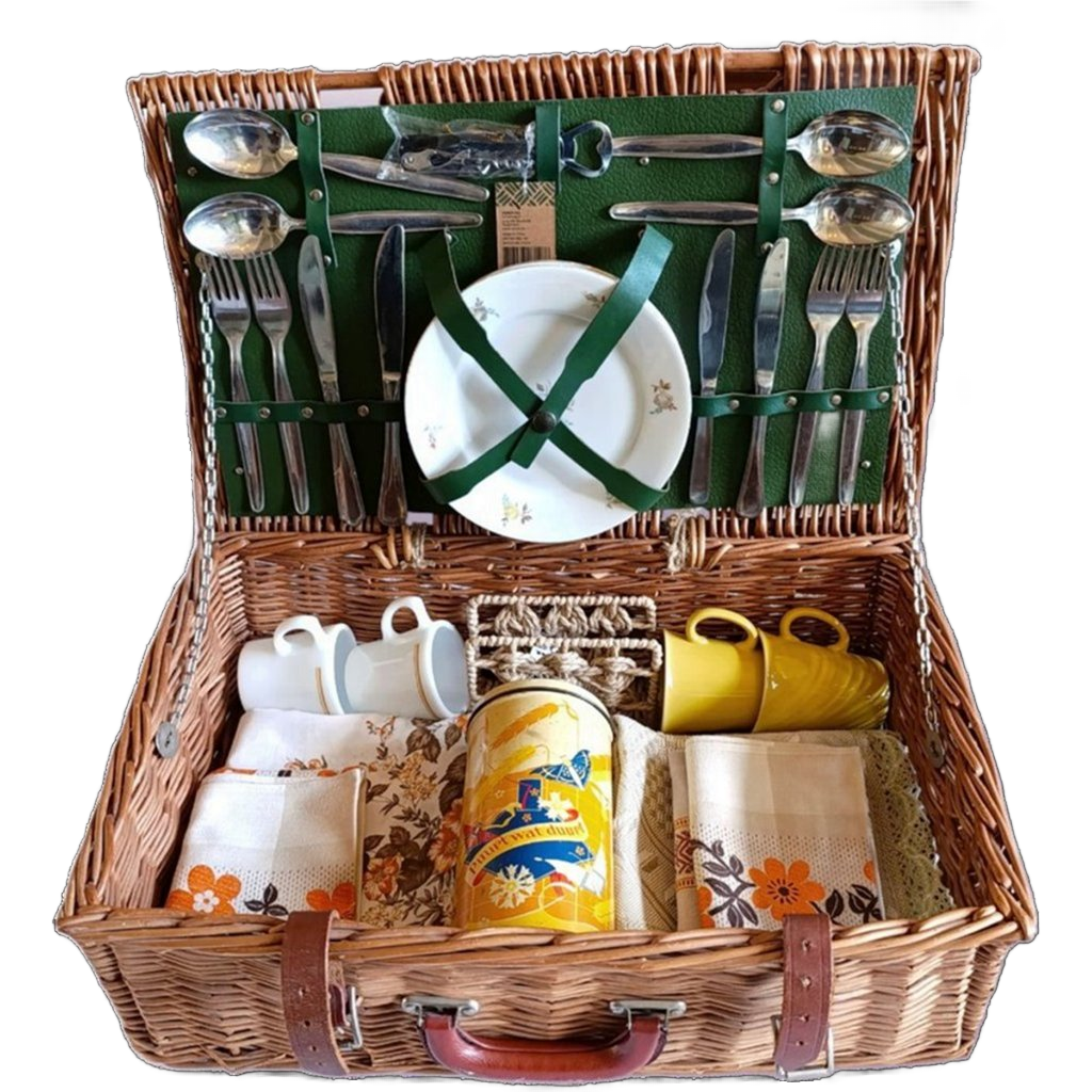 Vintage Picknickmand Van Optima England, Uniek & Duurzaam Gerestyled image 1