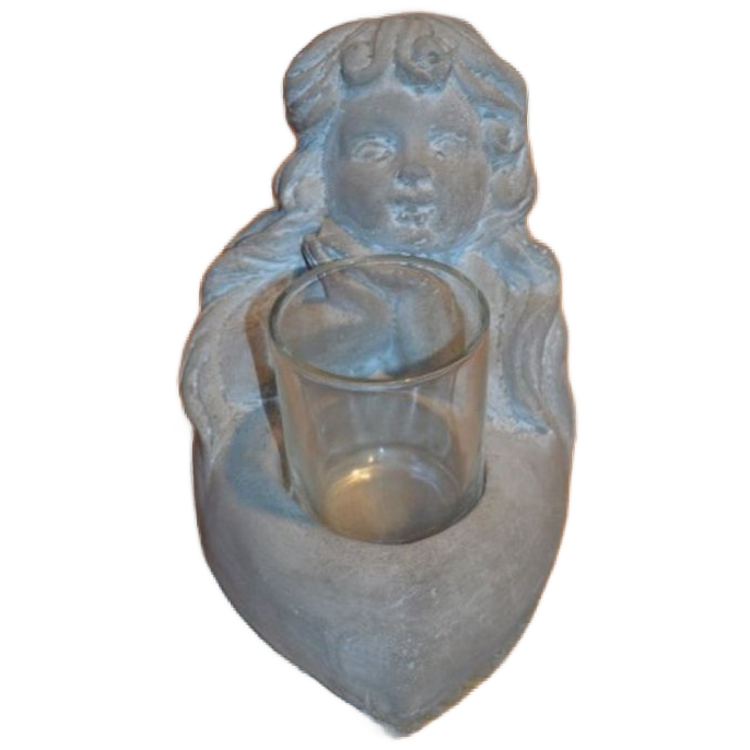 Betonnen Beeldje Van Meisje Met Glaasje Voor Waxinelichtje image 1