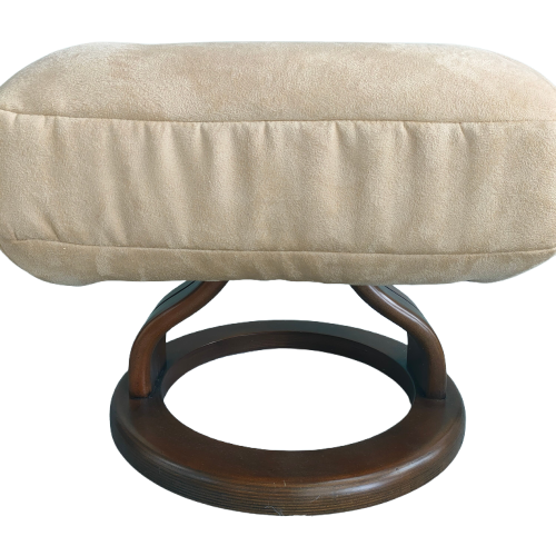 Poef Voetensteun Hocker Beige Crème Suede image 1