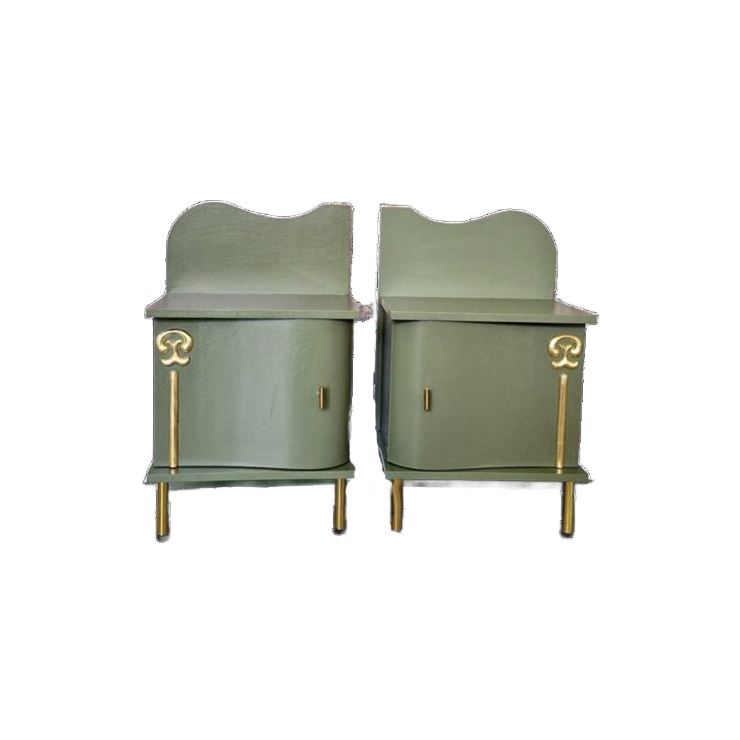 Nachtkastjes In Groen Met Goud Patronen image 1