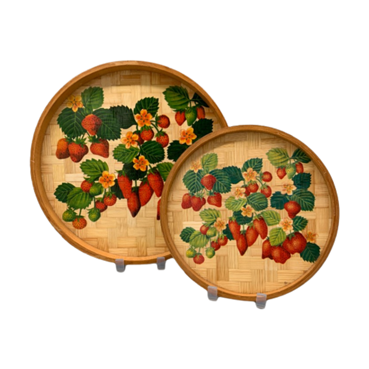 Vintage Set Dienbladen Bamboe Strawberry image 1