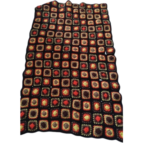 Vintage Gehaakte Sprei Wol Granny Squares | Plaid | Vintage