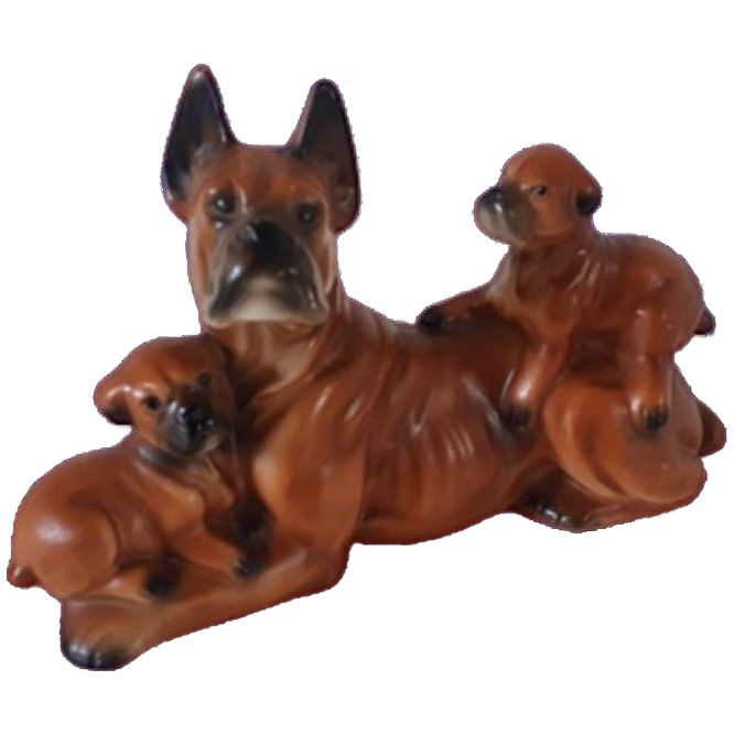 Honden Beeld Boxer Familie Hond Jaren 60 Beeldje image 1