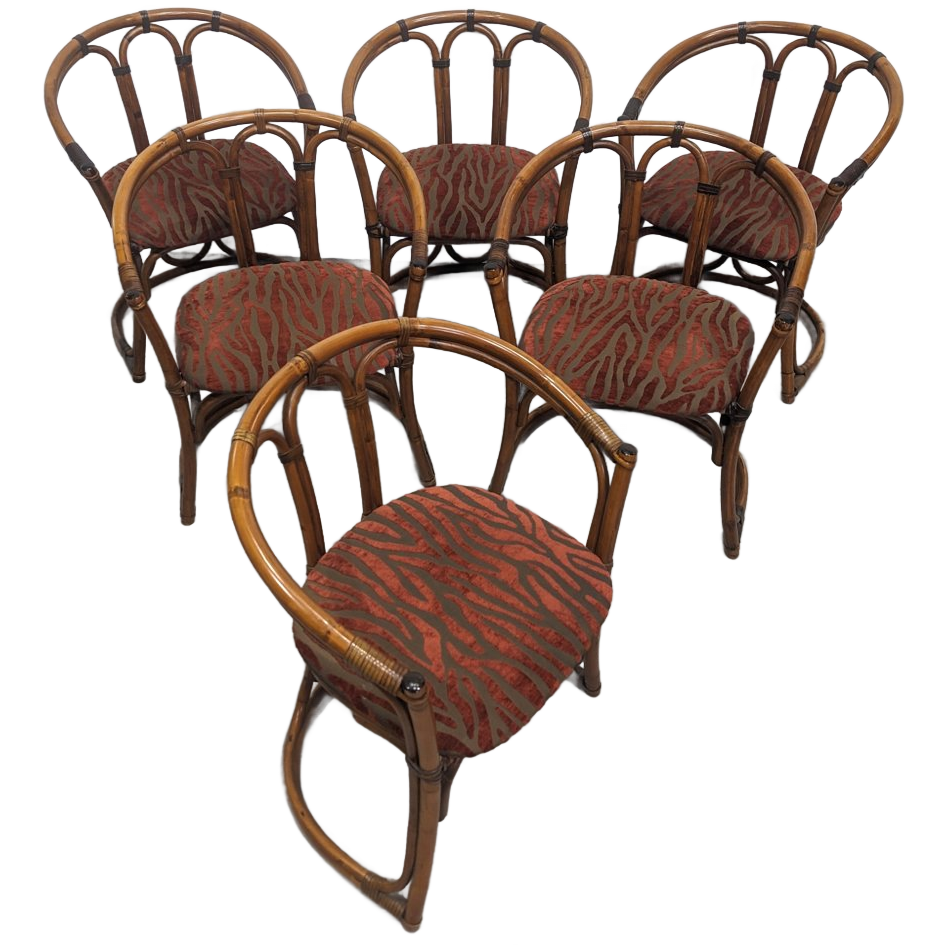 Six Vintage Bamboo Chairs image 1