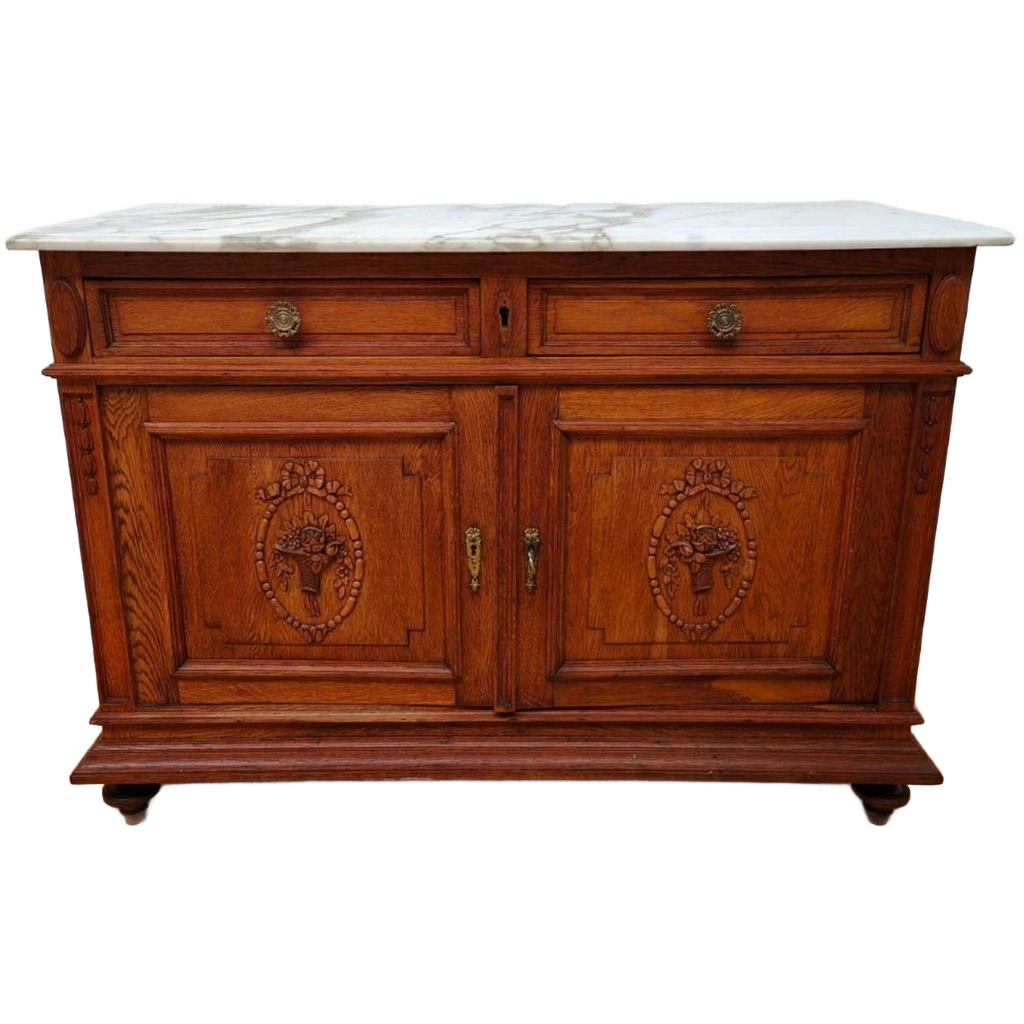Vintage Antiek Dressoir Commode Ladekast Badkamermeubel Met Marmer Blad 707 image 1