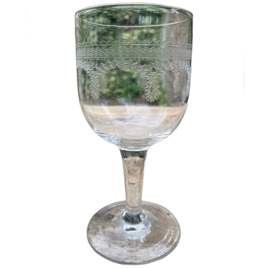 6 X 19e Eeuwse Hand Gegraveerde Wijnglazen Frans image 1