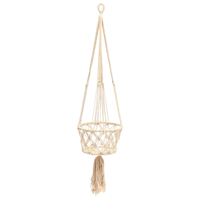 Bazar Bizar | De Macramé Plantenhanger - Wit - S image 1