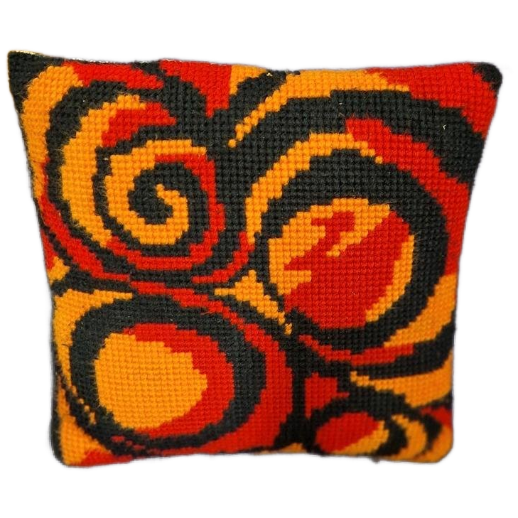 Retro Kussen Wollen Kussen Oranje Kussen image 1